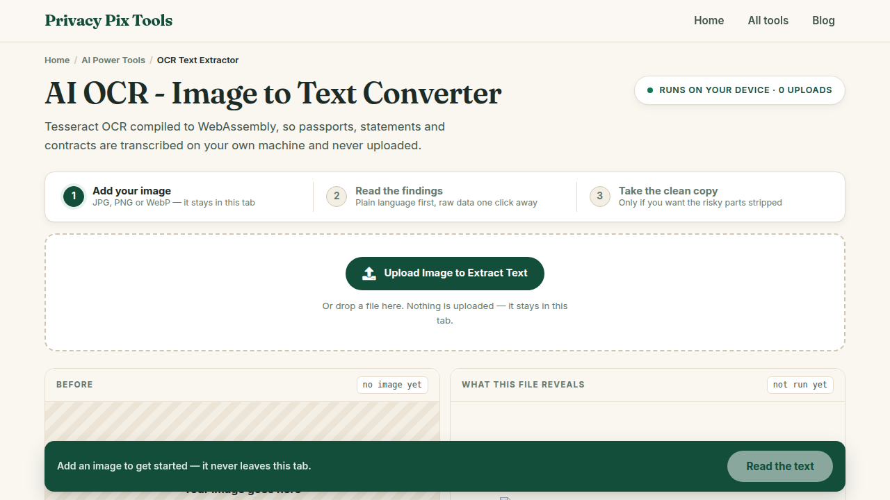 Screenshot of the UI