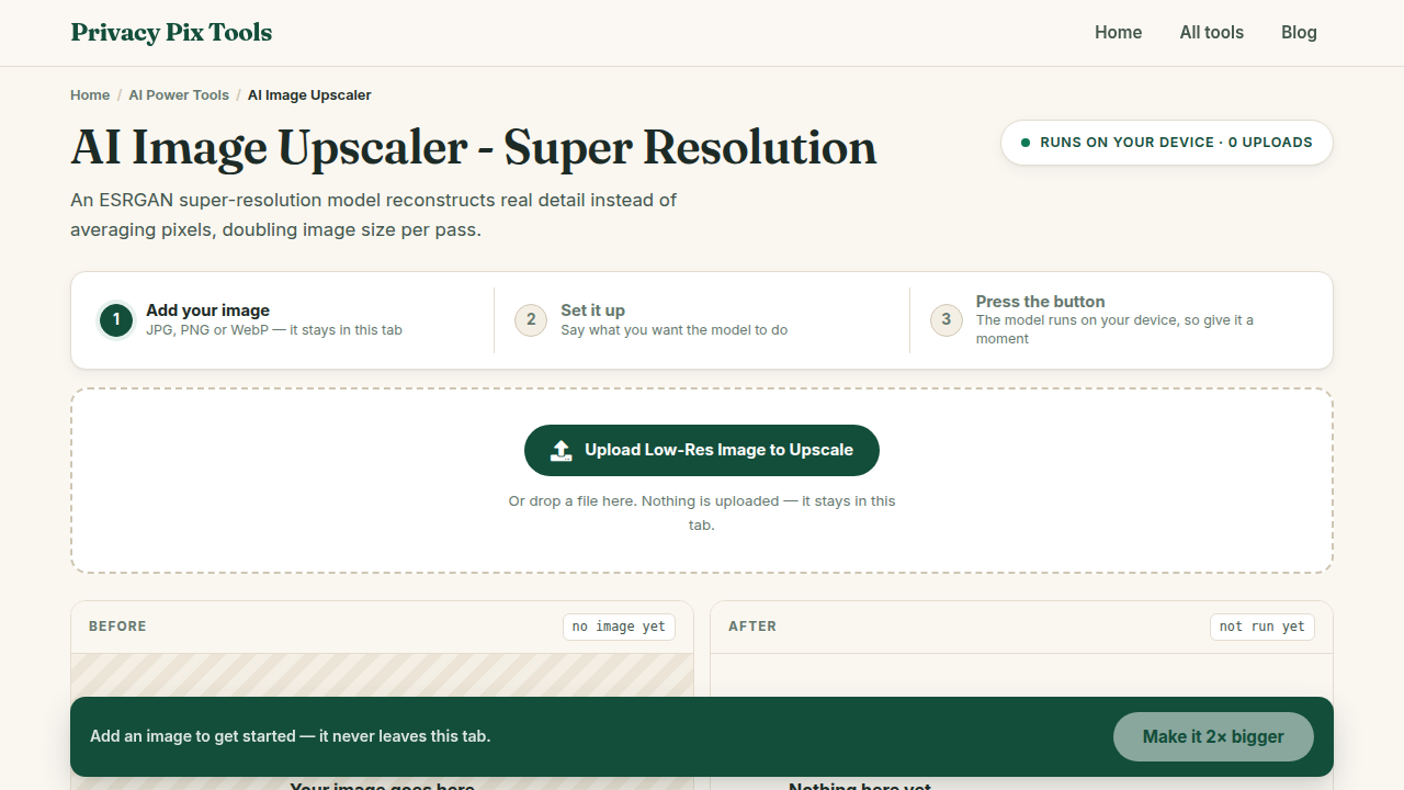 Screenshot of the UI