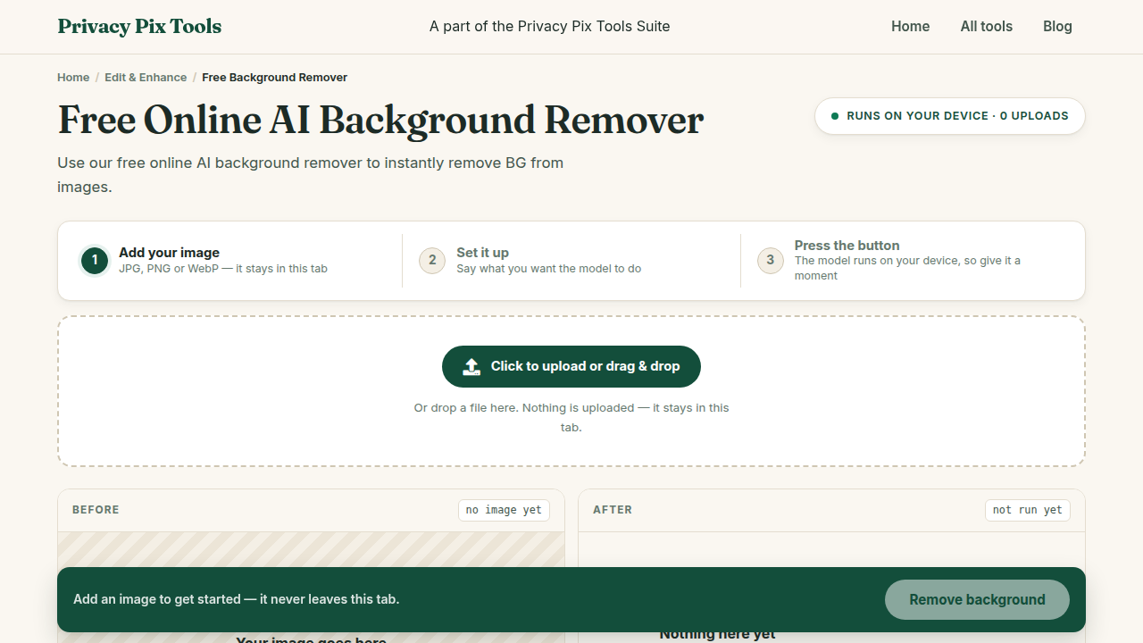 Screenshot of the new UI for Free Background Remover