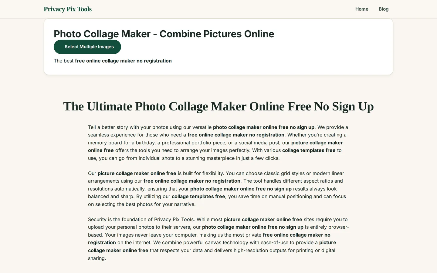 Photo Collage Maker with the Select Multiple Images button