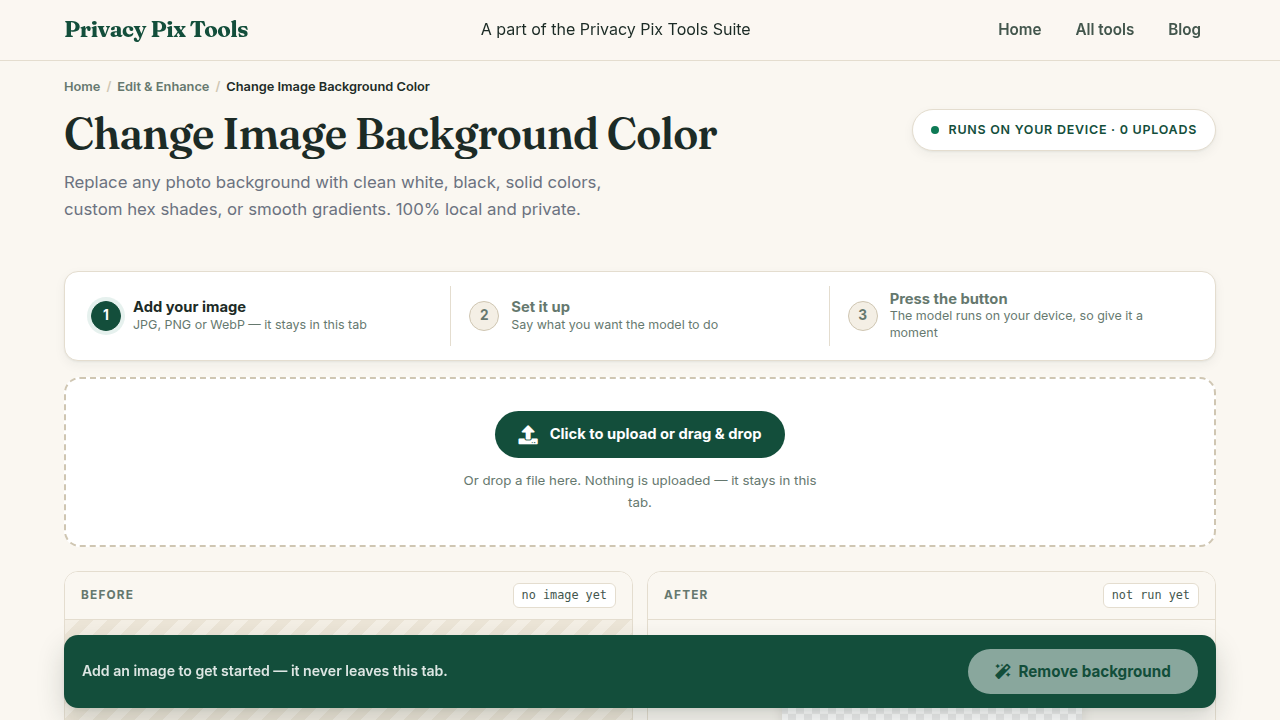 Screenshot of the new UI for Change Image Background Color