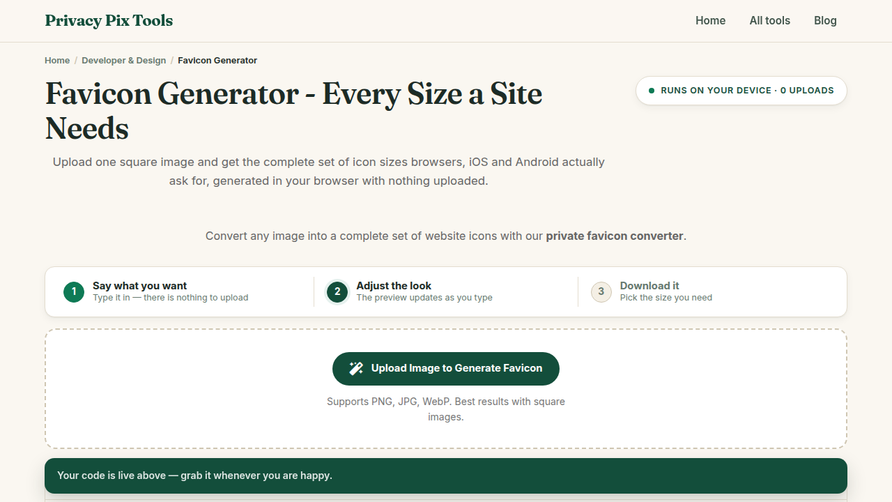 Screenshot of the UI