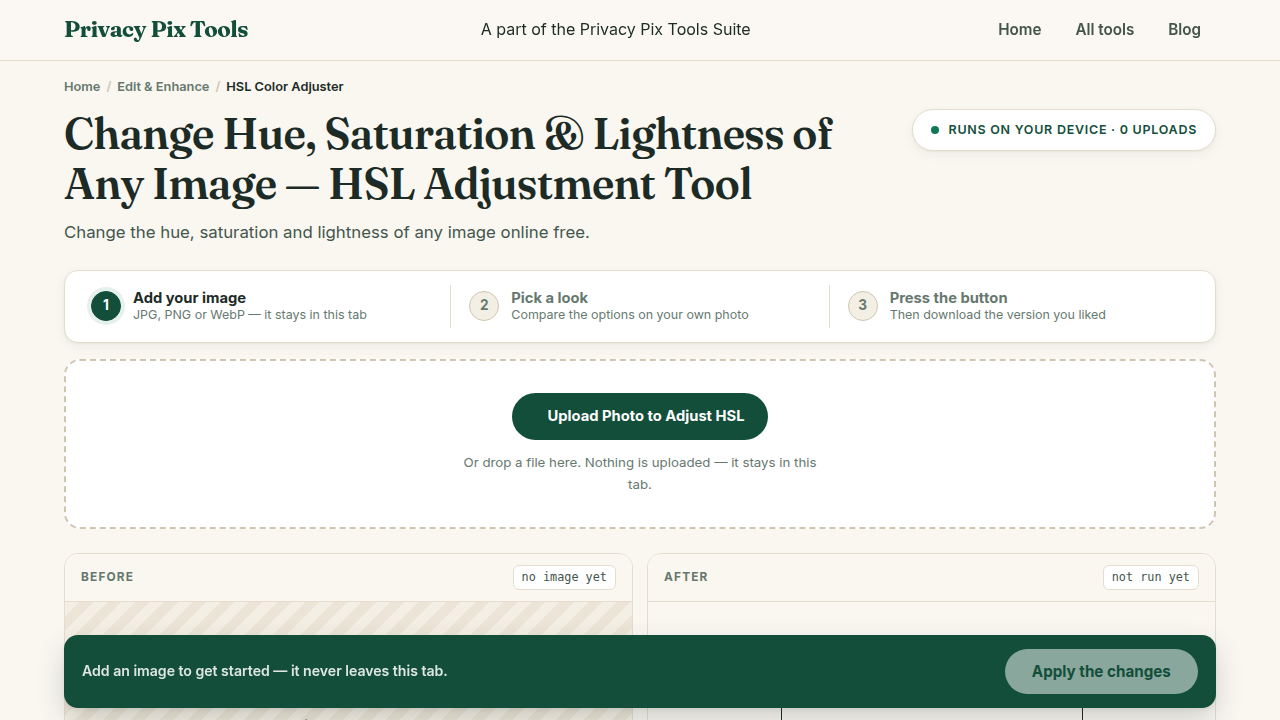 Screenshot of the new UI for HSL Color Adjuster