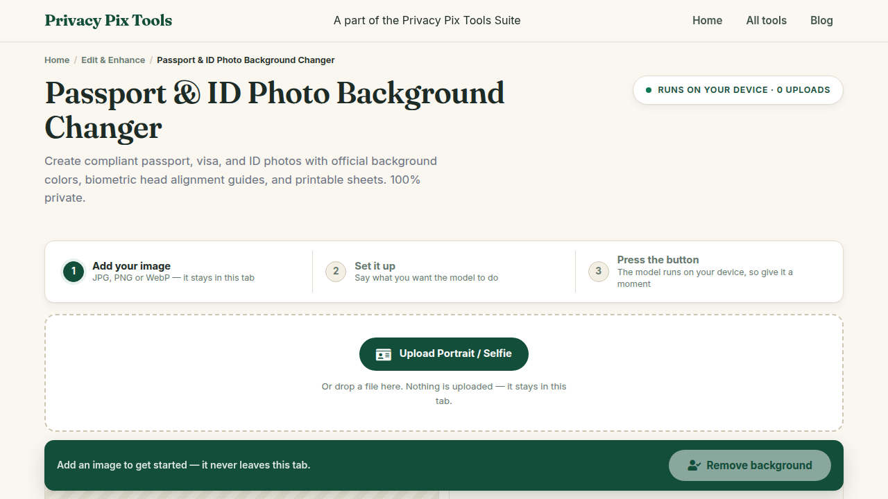 Screenshot of the new UI for Passport & ID Photo Background Changer