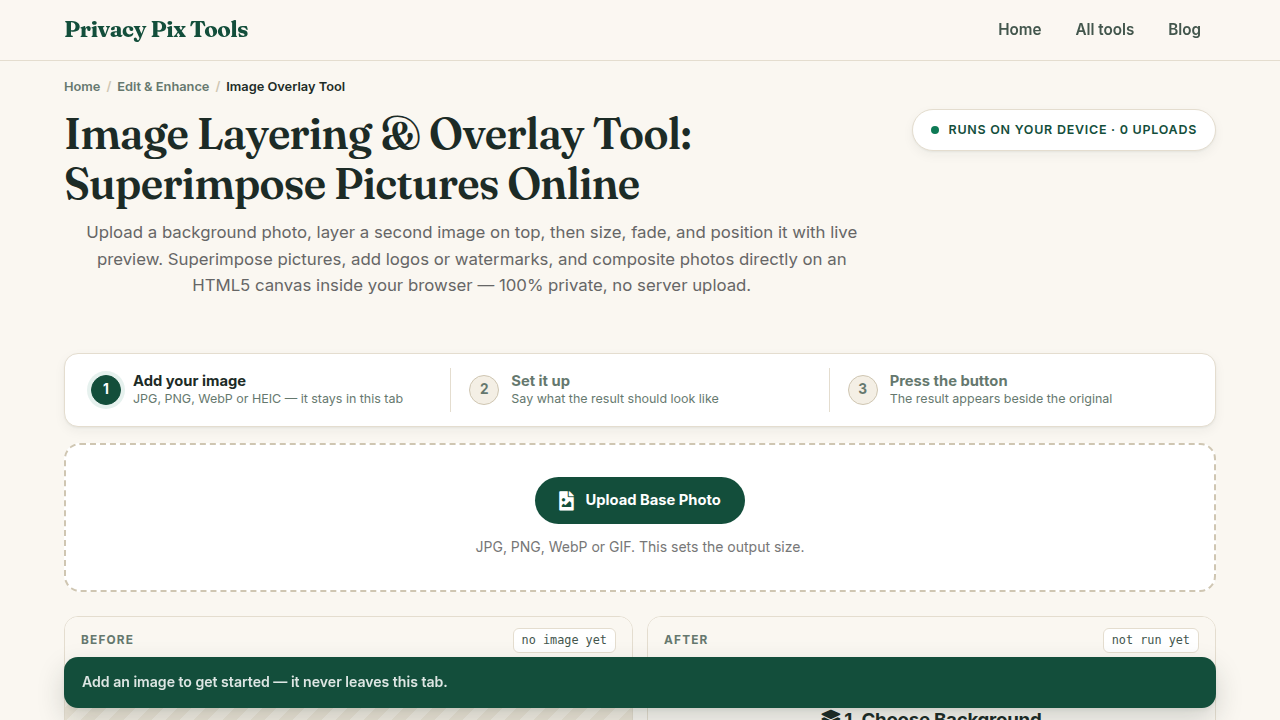 Screenshot of the new UI for Image Overlay Tool