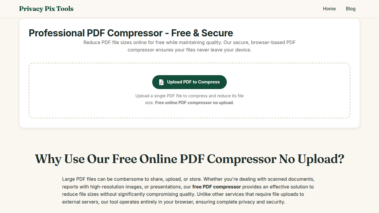 Screenshot of the new UI for PDF Compressor