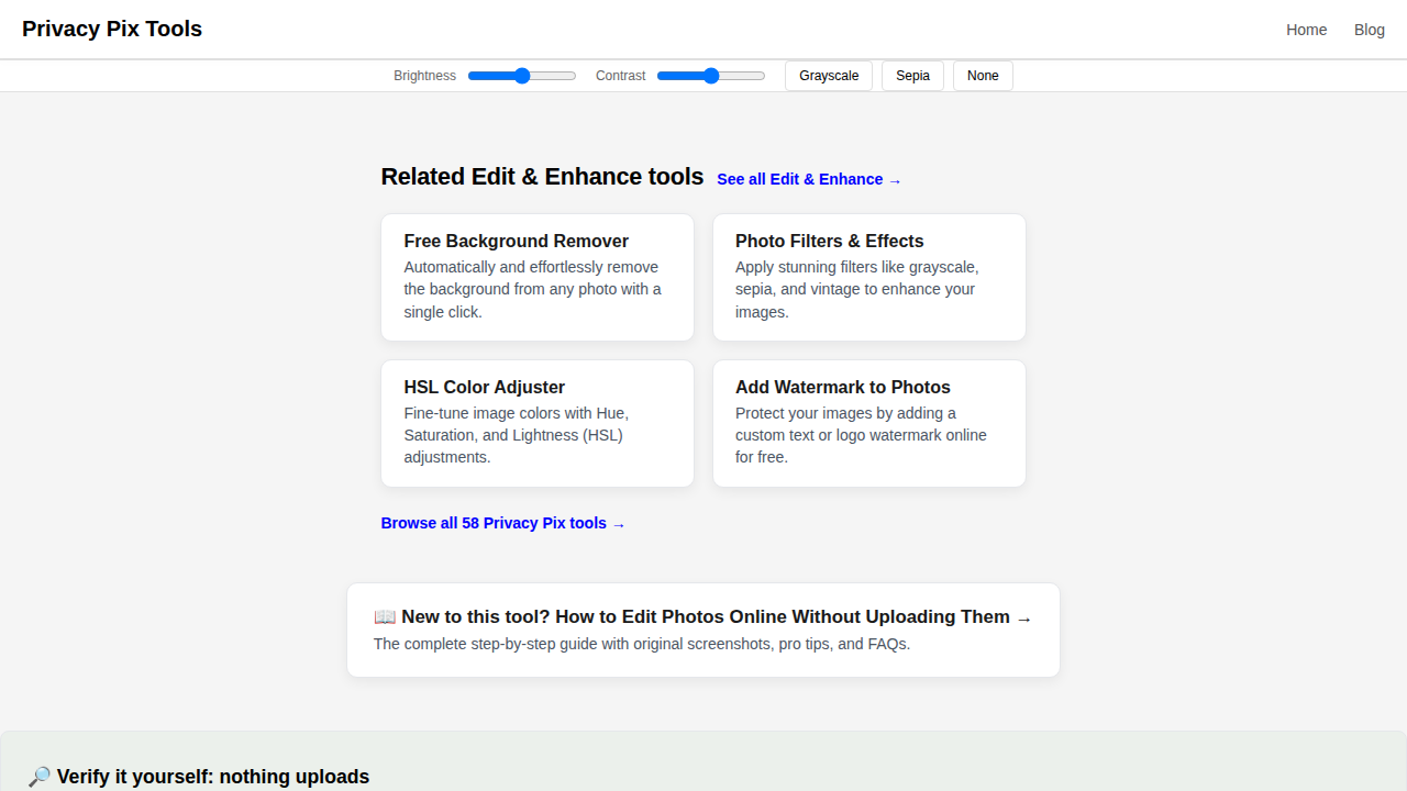 Screenshot of the new UI for Online Photo Editor