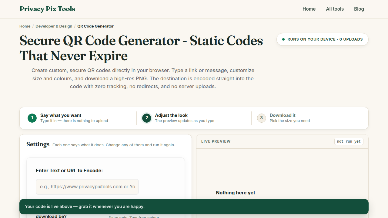 Screenshot of the UI