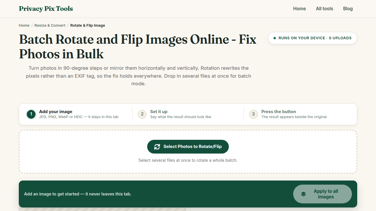 Screenshot of the new UI for Rotate & Flip Image