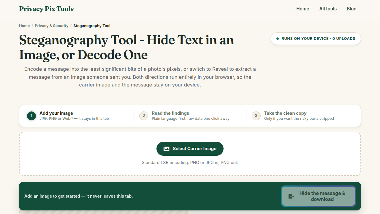 Screenshot of the UI