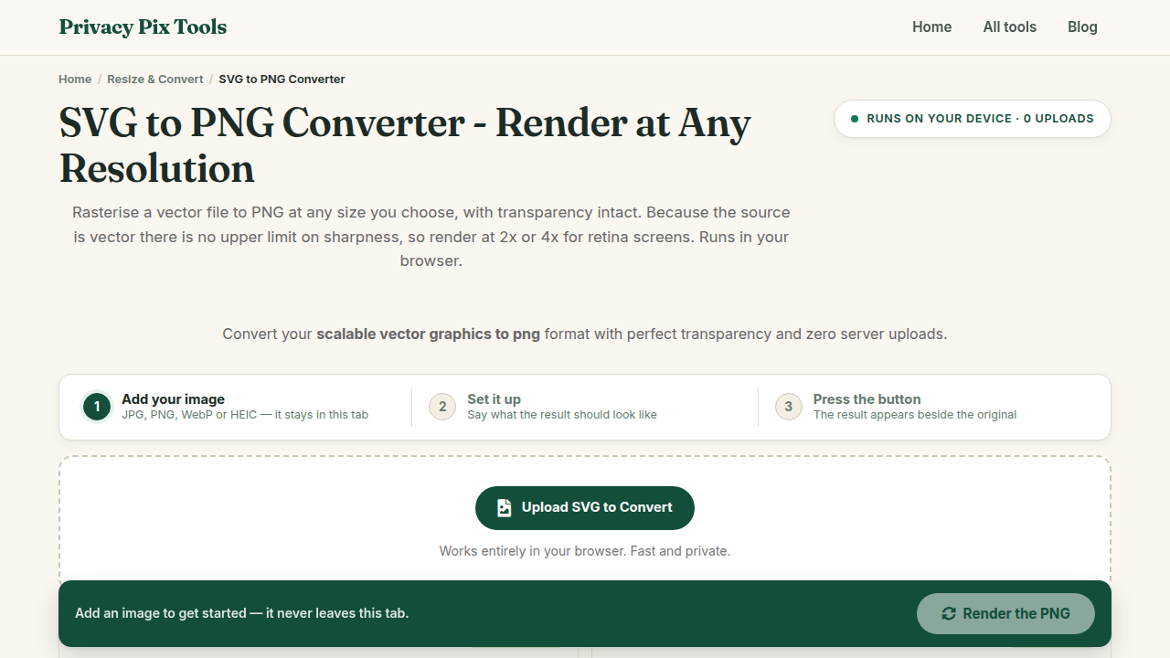 Screenshot of the new UI for SVG to PNG Converter